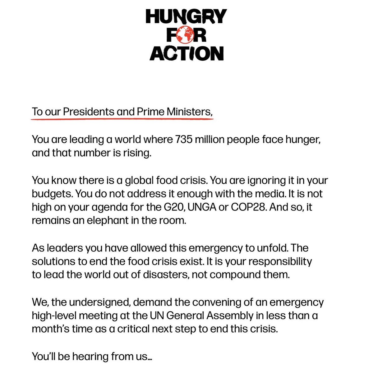 🥙 Over the summer, I had the pleasure of breakfast with @PaulNewnham and some of London’s top chefs , curtsy of @InsideFreuds 🐘 Now, they are calling on our elected leaders to address the ELEPHANT in the ROOM and talk about the global food crisis. Follow @HungryForAction !