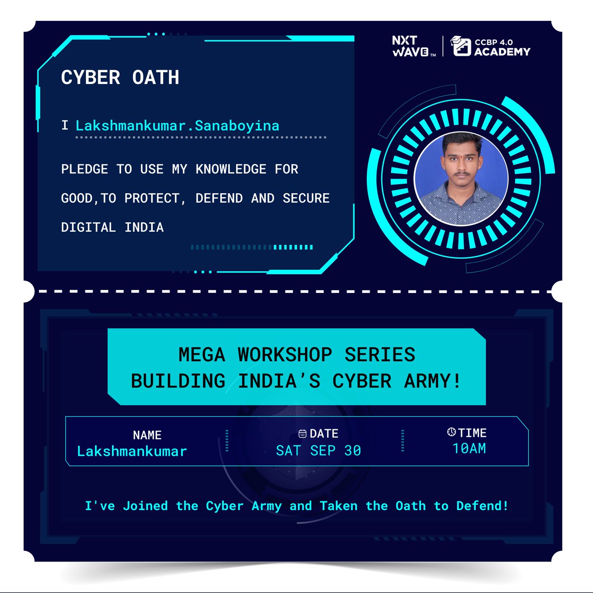lakshman462443's tweet photo. I got pass to join security megaWorkshop
@rahulattuluri
@ethicalhacking
@cyberarmy
#ethicalhackingMegaWorkshop
@nxtwave_tech
#nxtwave_team #ccbp https://t.co/0xjwNfbweA