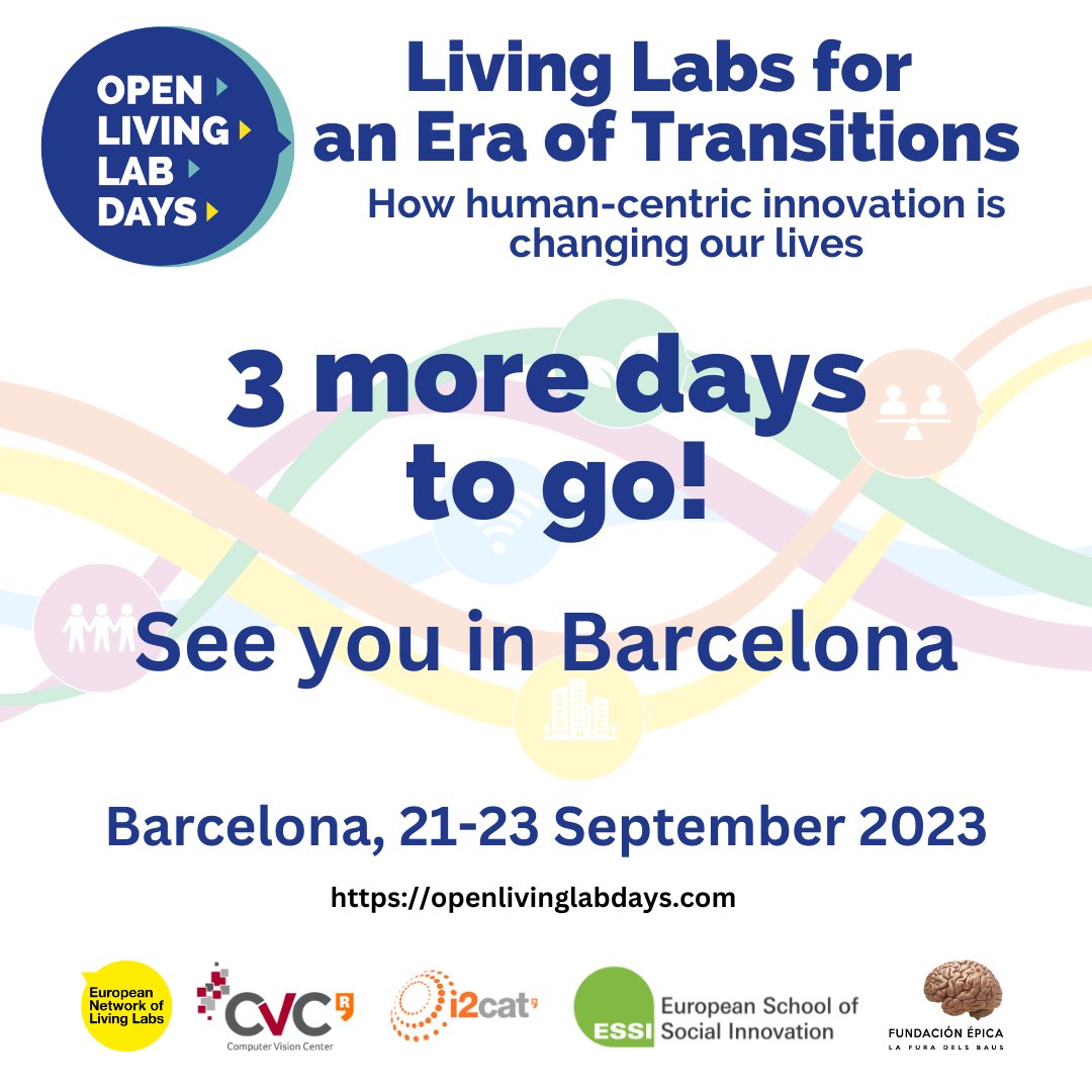 🌏The global conference on the #LivingLabs world is coming in 3 days!

Express your valuable ideas and learn more about the latest innovations of this crucial field, to create all together a better future for everyone!

👀Last day to purchase your ticket: bit.ly/3Hk3p8p