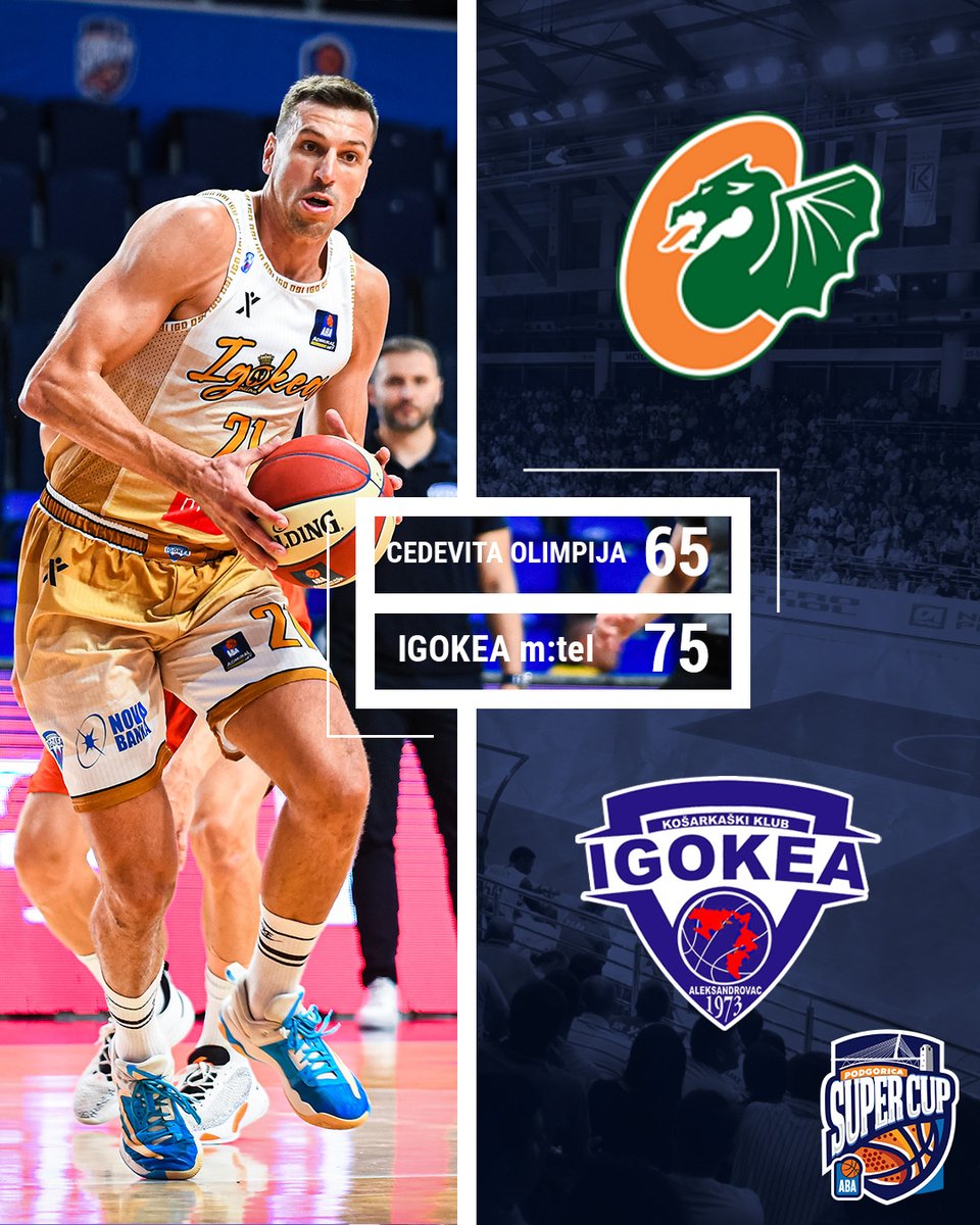 ABA Super Cup, Igokea m:tel bolja od Cedevita Olimpije igokea.rs/aba-super-cup-…

#našakuća #republikasrpska #bcigokeamtel #abaliga #ABASuperCup #podgorica #tournament