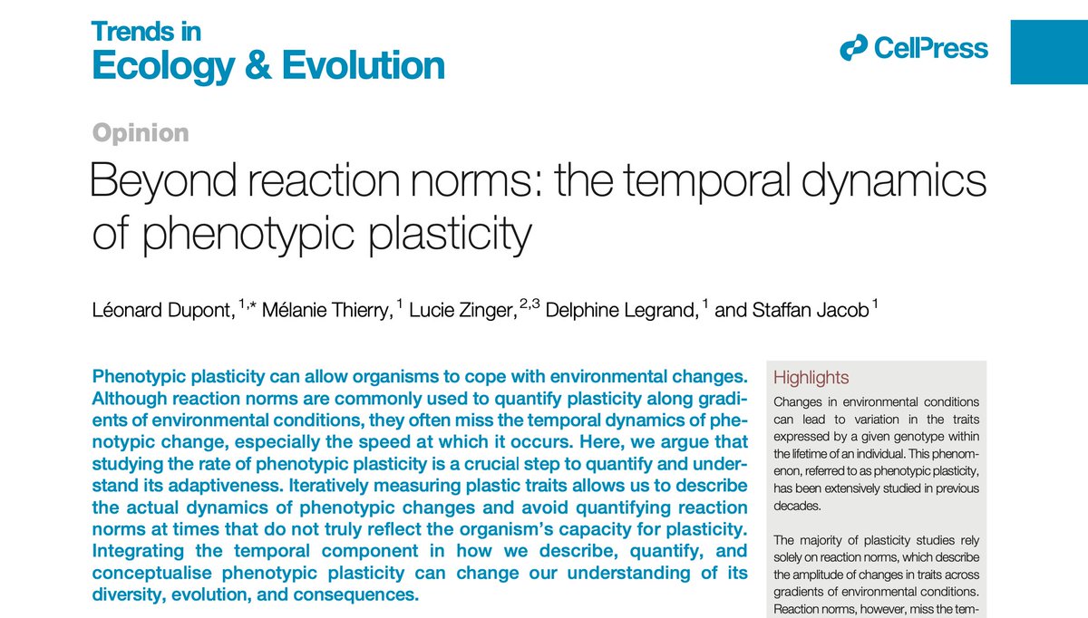 Staffan Jacob (@staffanjacob) on Twitter photo Just out in <a href="/Trends_Ecol_Evo/">Trends in Ecology & Evolution</a>: we need to go beyond reaction norms alone, integrating the temporal dynamics of phenotypic plasticity! Amazing discussions and work these last 2 years to end up with this! 🤩 Just out in <a href="/Trends_Ecol_Evo/">Trends in Ecology & Evolution</a>: we need to go beyond reaction norms alone, integrating the temporal dynamics of phenotypic plasticity! Amazing discussions and work these last 2 years to end up with this! 🤩