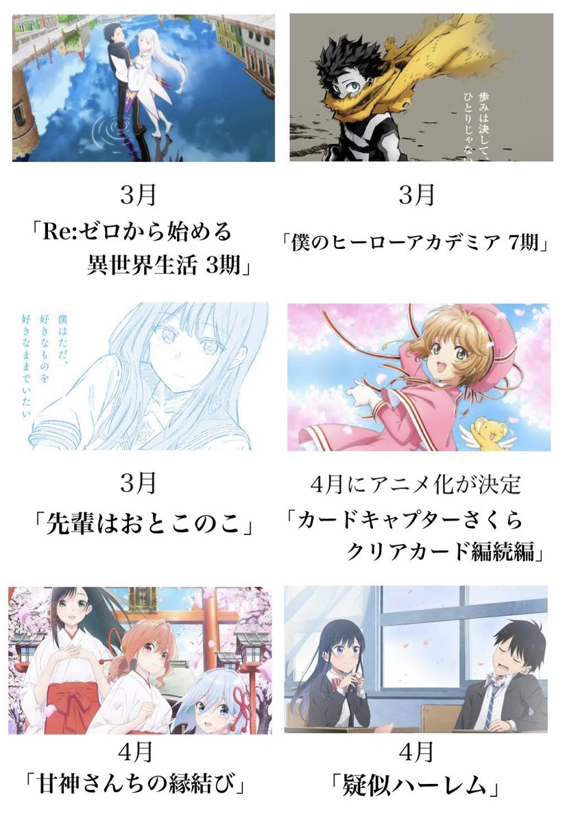 toarutoa's tweet photo. 今年に入ってからのアニメ化ラッシュが熱すぎる https://t.co/C6ORw14xhZ