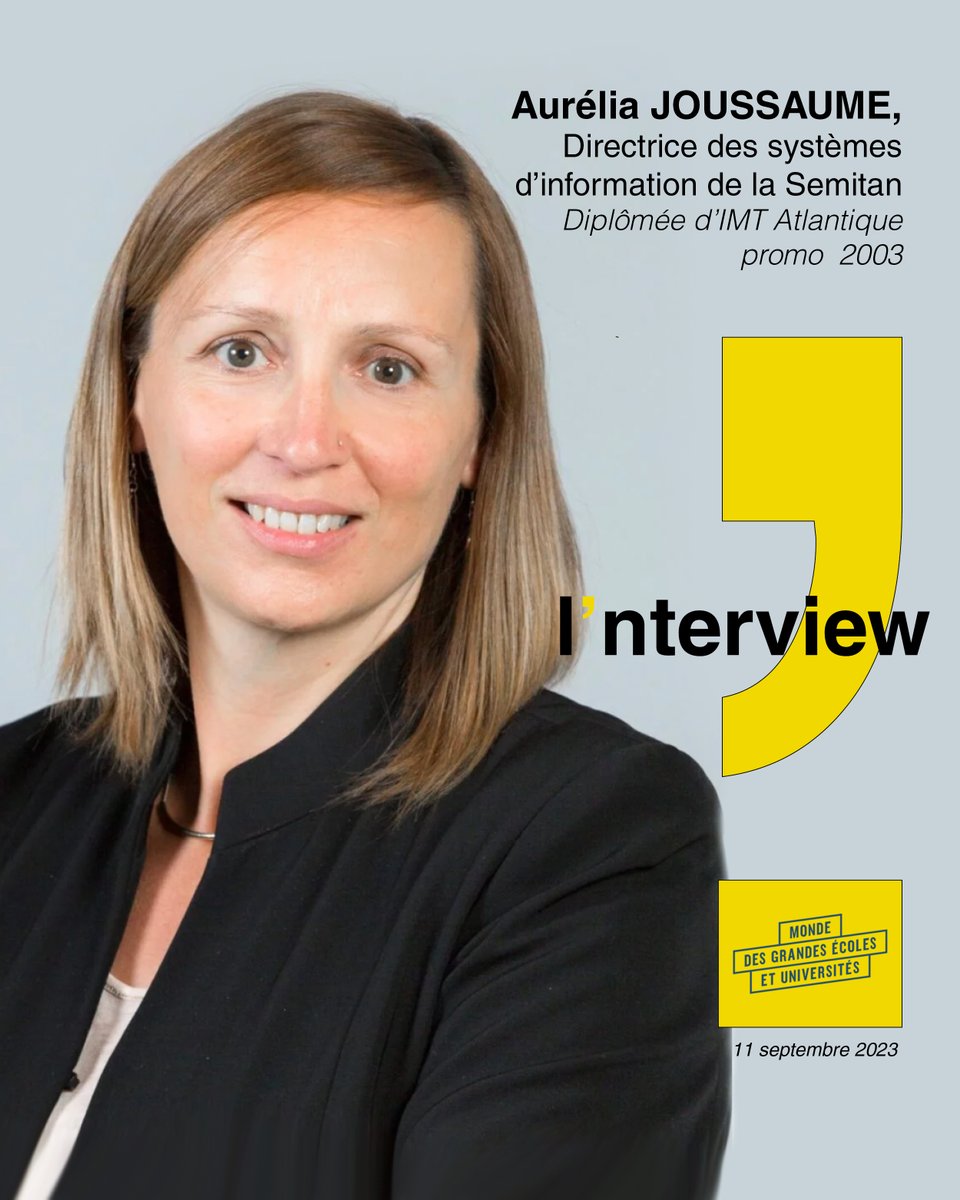 🎓 🎤 [Diplômée]
#Manager #ingénieure : le combo gagnant pour Aurélia Joussaume, directrice des systèmes d’information à la #Semitan 
Lire dans <a href="/mondedesgeu/">Monde des Grandes Écoles et Universités</a> <a href="/LaureneThiery/">Laurène Thiéry-Rennert</a>
👉 bit.ly/464xMt
#presse  #interview  #transport  #MorningRoutine  #JobBoard #IMTAtlantique
