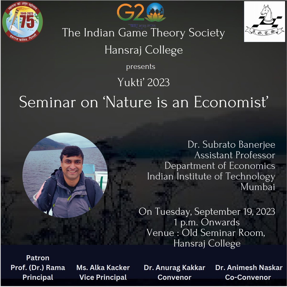 Eagerly look forward to giving this talk at Hansraj College @hrcduofficial tomorrow!

#naturelover #Economics #evolution #Spiral #Fibonacci #honey #problemsolvers