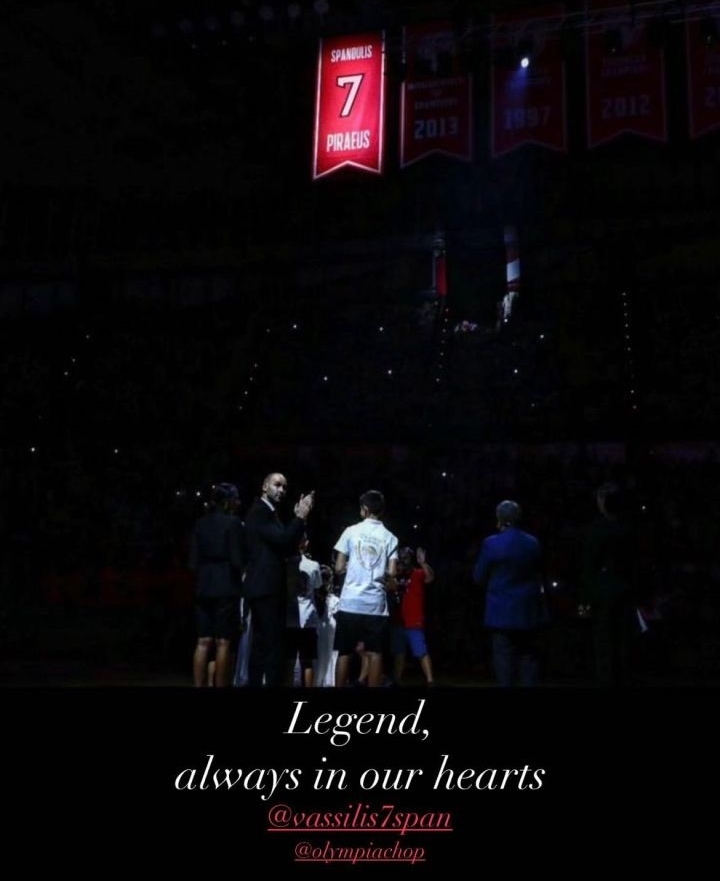 Η ανάρτηση του Κώστα Φορτούνη για τον Βασίλη Σπανούλη:

'Θρύλος, για πάντα στις καρδιές μας'.
#Red_White #OlympiacosBC #VasilisSpanoulis #KostasFortounis