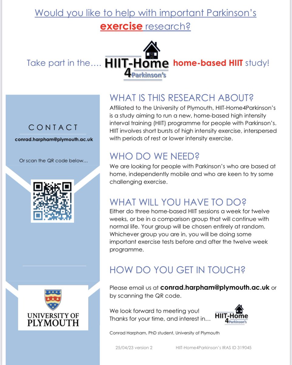 SoHP Research Showcase (@research_sohp) on Twitter photo Are you a person with Parkinson’s who would like to take part in Conrad’s exercise study? If so, take a look at this poster he has prepared…
<a href="/APRG_Plymouth/">Applied Parkinson’s Research Group</a>
<a href="/plymouthPDnurse/">Livewell Southwest Parkinson’s Nurse Service</a>
<a href="/UHP_Parkinsons/">UHP Parkinson’s Specialist Team</a> Are you a person with Parkinson’s who would like to take part in Conrad’s exercise study? If so, take a look at this poster he has prepared…
<a href="/APRG_Plymouth/">Applied Parkinson’s Research Group</a>
<a href="/plymouthPDnurse/">Livewell Southwest Parkinson’s Nurse Service</a>
<a href="/UHP_Parkinsons/">UHP Parkinson’s Specialist Team</a>