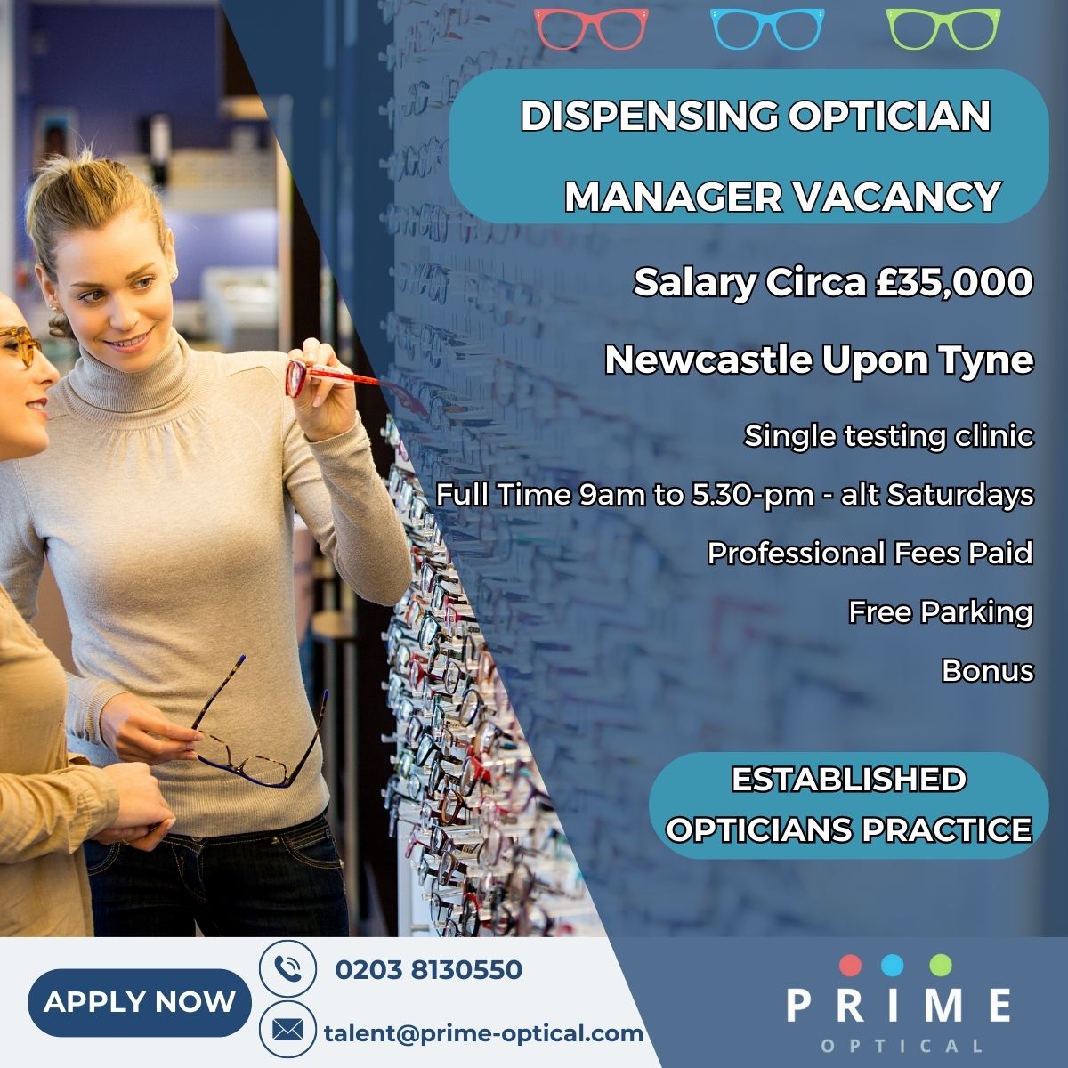 PrimeOpticalRec's tweet image. 👀#DispensingOptician #manager #jobopportunity now available in #Newcastle Upon Tyne 👀

Basic Salary Circa £35,000 FTE + Bonus

👓Alternate Saturday work available
👓Single testing clinic
👓Free parking
👓9am to 5.30pm 

Click here bit.ly/3LrFqpW for the advert details