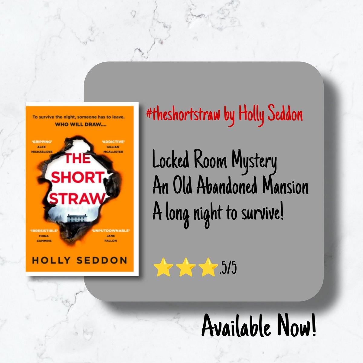 It's a dark, rainy day and #theshortstraw is the perfect company with its short pacy chapters and the creepy old Manor house and the sisters drama and dual timeline and yummy secrets and nail-bitting climax. 

Thank you <a href="/orionbooks/">Orion Publishing</a> <a href="/Tr4cyF3nt0n/">Tracy Fenton</a> for having me on the #blogtour ❤️