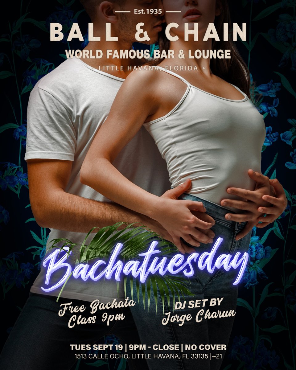 BallAndChainBar's tweet image. TODAY: #LiveSalsa NOW to 6 p.m., #LiveSalsa 6 to 9, then #MamboMonday with DJ Rivera + a FREE #SalsaClass &amp;amp; #BachatacClass, 9

TOMORROW: #Bachatuesday includes @DJJorgeCharun + a FREE #BachataLesson

#supportlocal ballandchainmiami.com
🍍💚