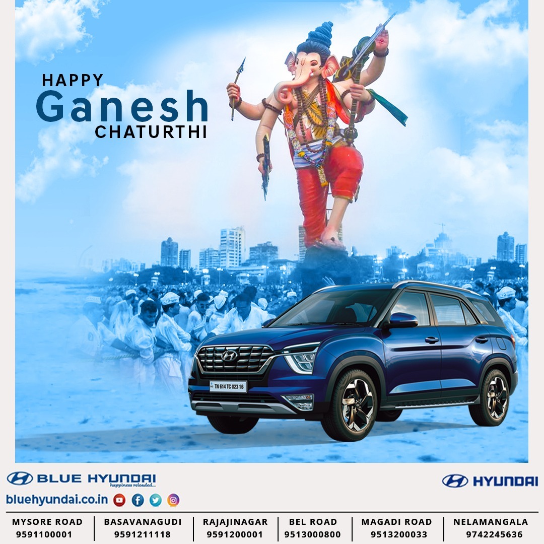 Wishing you a joyous and blessed Ganesh Chaturthi! 🙏✨ May Lord Ganesha's grace bring prosperity and happiness into your life.

#GaneshChaturthi #BlessingsOfGanesha #JoyAndProsperity #hyundai #HyundaiNation #HyundaiLove #HyundaiBengaluru #bluehyundai