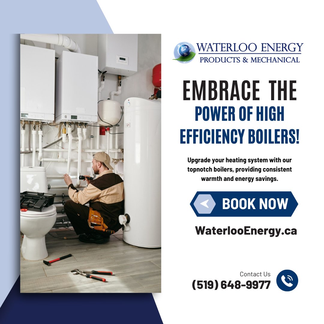 WaterlooEnergy's tweet photo. Upgrade your heating system with our top-notch boilers, providing consistent warmth and energy savings. Trust our skilled team to install the perfect boiler for your residential and commercial needs. https://t.co/wbAcXJTJai