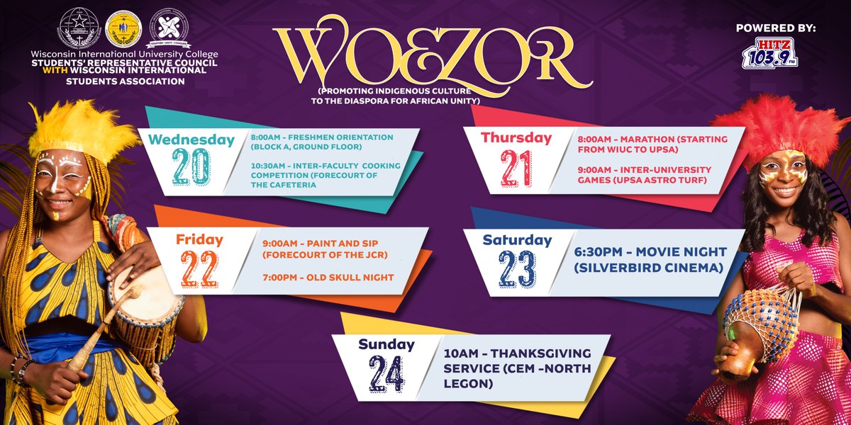 WIUCGHANA's tweet photo. Ready for a week filled with excitement and opportunities to make new friends, discover the campus, and immerse yourself in the rich culture of our community. 

#AkwaabaWeek 🪅#NewBeginnings #WEOZOR

An event organized by the @WIUCSRC and Powered by @Hitz1039FM https://t.co/89SNQpF1ss
