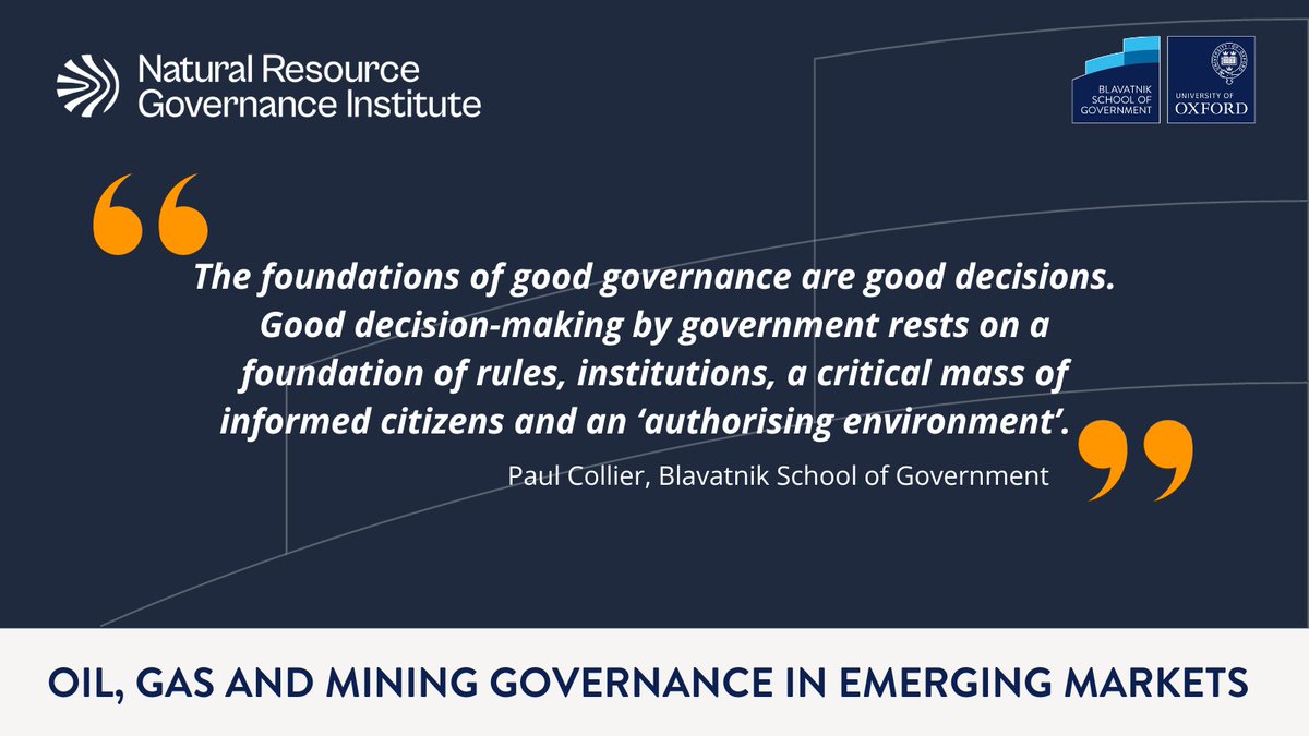 We kicked off this year’s Oil, Gas and Mining Governance in Emerging Markets in partnership with @NRGInstitute with an introduction from Programme Director Paul Collier. Keep an eye on our account this week; we’ll share interesting takes from our speakers! #ResourceGovernance