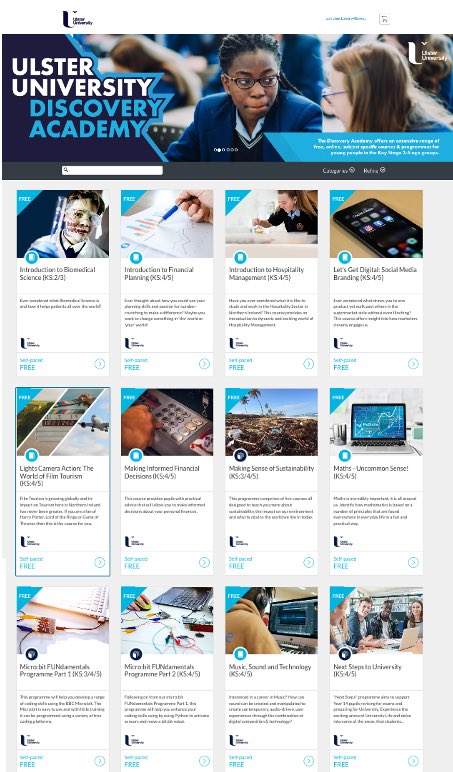 #SchoolPartnerships As we return to a new academic year, we invite Year 8-14 and college students to explore Ulster University Discovery Academy. All courses are free, online &amp; self-paced. With over 75 courses to enrol on Ulster.ac.uk/schoolsacademy