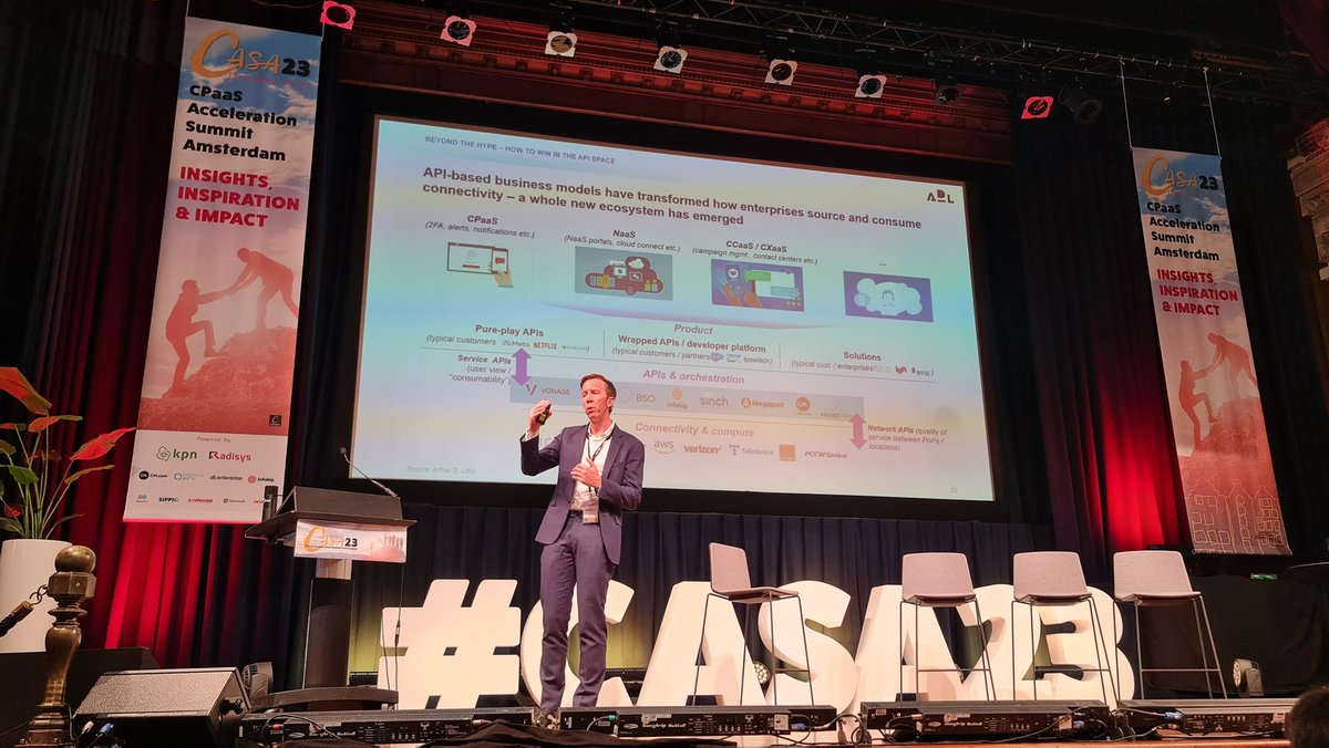 Next up: Christoph Uferer - Partner at @adlittle, on how to win in the #API space. 'The Global API market will grow up to USD $62 Billion in 2030, driven by advanced and 5G APIs, yet traditional APIs will still have a significant share.' #CASA23