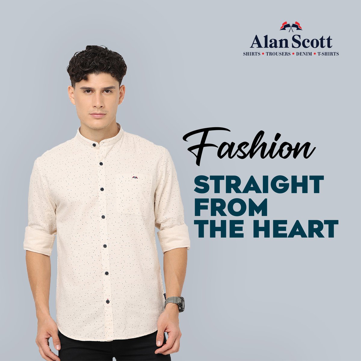 AlanScottIndia's tweet photo. Embrace your unique style. Explore a wide range of trendy Shirts, Denim, Trousers, and T-shirts at your nearest Alan Scott store. Elevate your wardrobe with fashion that speaks to your heart.

#shirtselfie #shirtsformen #Alanscott #fashionstyle #celebrate #shirtsaysitall https://t.co/J0G5iY78Fu