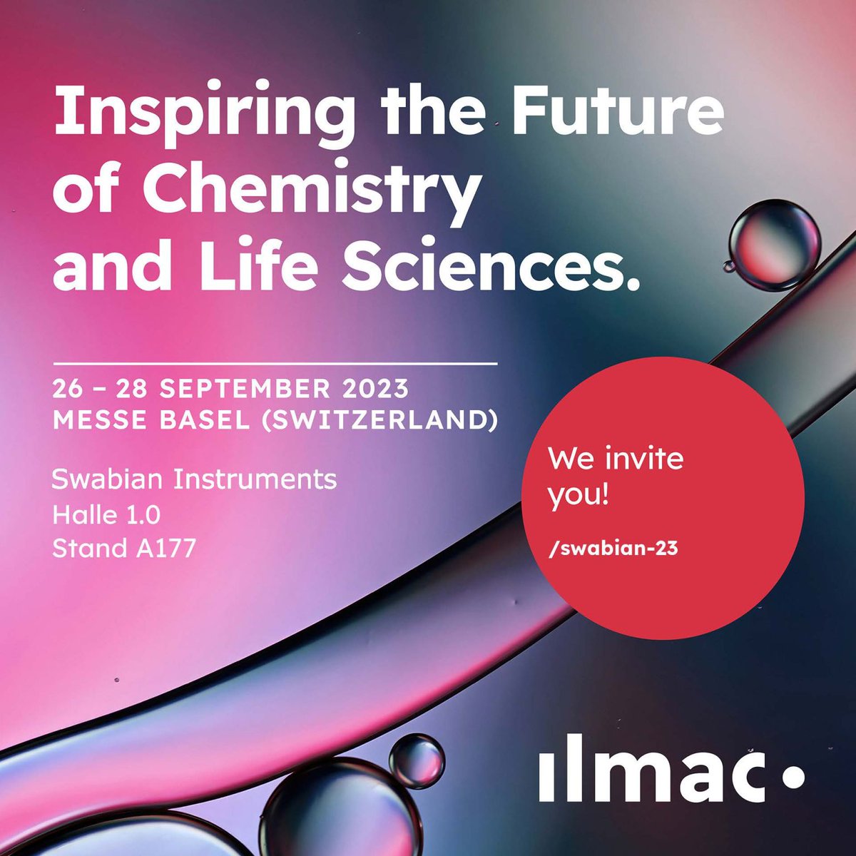 Join Swabian Instruments at the Ilmac Trade Fair in Basel! Discover our latest breakthrough – DLScat. 
🗓 Date: September 26th - 28th, 2023
📍 Location: Messe Basel, Basel, Switzerland
🎪 Booth: Hall 1.0, Stand A177

#DLS #PolymerScience #Chemistry #PolymerCharacterization