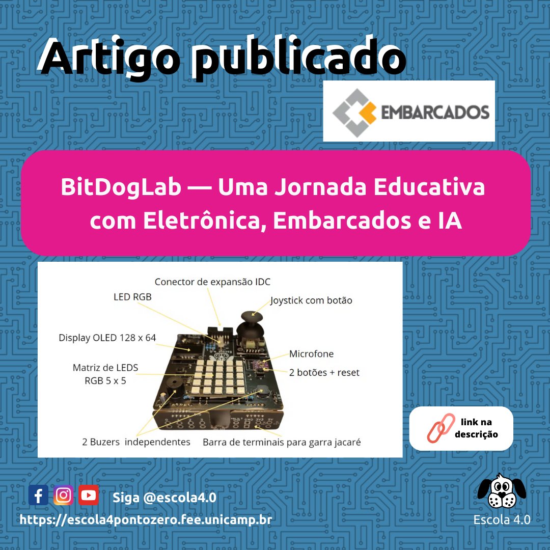 4Escola's tweet photo. "Descubra como o BitDogLab está revolucionando a educação em eletrônica, embarcados e IA! Leia o artigo completo no Portal Embarcados."
Link aqui! 👇

https://t.co/tO0JfgtZiG

#BitDogLab #IEEE #Escola4pontozero #CNPQ #unicamp #extecamp #coding #IA #thonnyedit https://t.co/b90goRkYtd