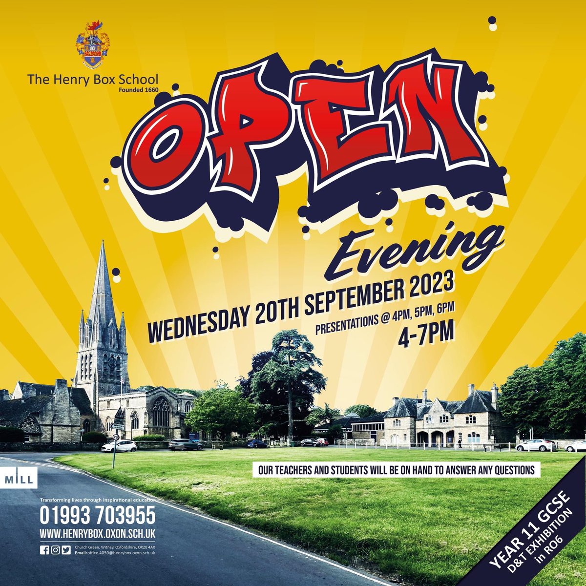 The Henry Box School looks forward to seeing you at our Open Evening on Wednesday 20th September from 4pm - 7pm.
There will be presentations at 4pm, 5pm and 6pm in the Main Hall.

Book a 'Talk and Tour' with one of our School leaders.
eventbrite.co.uk/o/the-henry-bo…