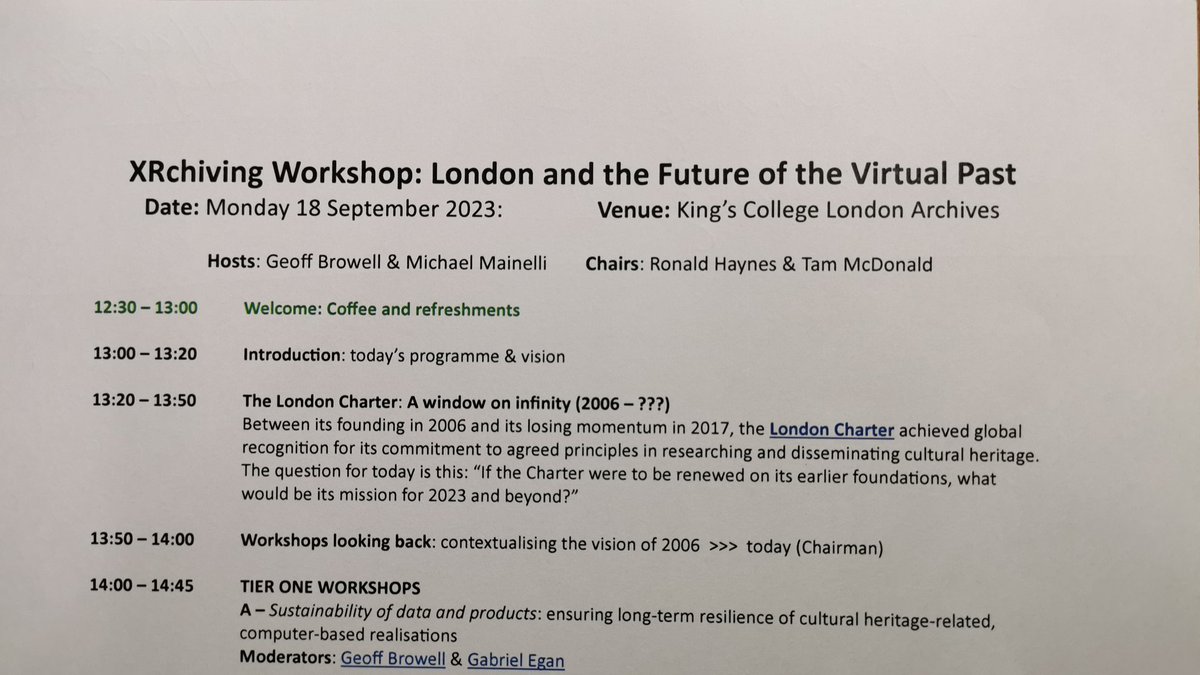 UNESCO_DCH_ERA's tweet photo. Thanks to elected Lord Mayor of City London #MichaelMainelli for the invitation:
#XRchiving Workshop: #London and the future of the #VirtualPast @kingsdigitallab @KingsCollegeLon with a keynote from #DrewBaker @UNESCO_DCH_ERA @CyUniTech #LondonCharter #DigitalHeritage https://t.co/2TorIZ34kE