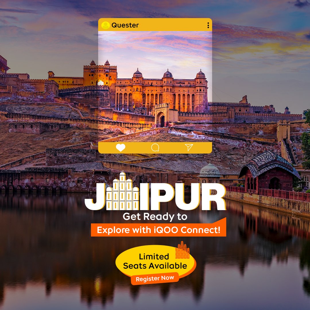 nipunmarya's tweet photo. Explore Jaipur like never before... explore it like you are on a Quest for fun! Join the #iQOOConnect on 30th September.

Sign up now, limited seats only: https://t.co/yi1584TnXi 

#iQOO #iQOOCommunity https://t.co/FU2NsDUg6L
