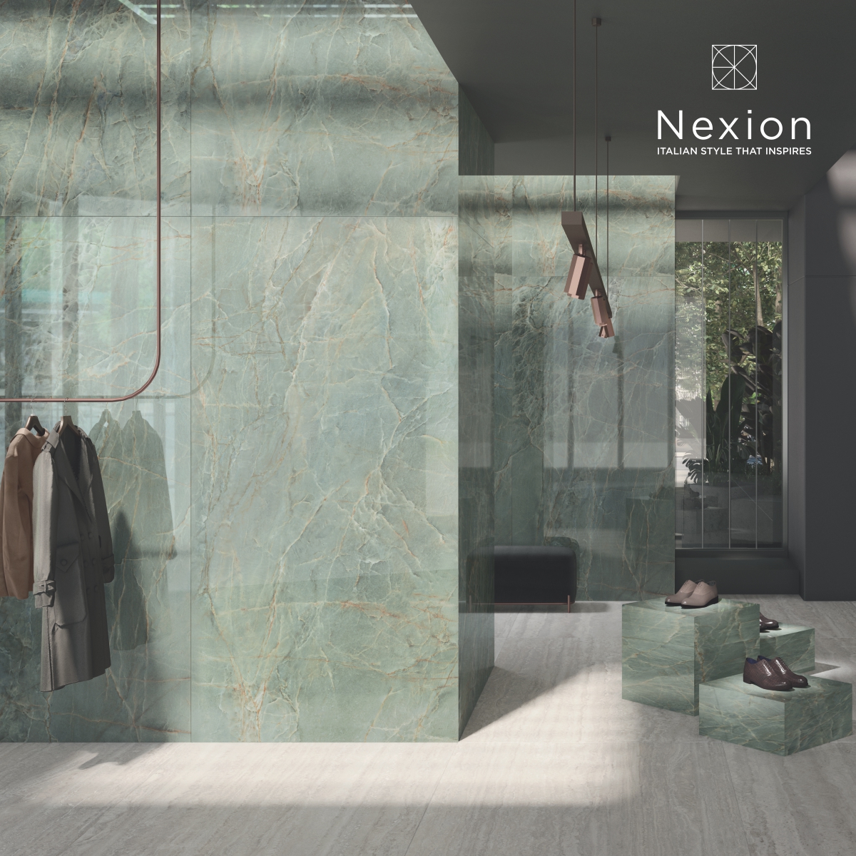 Signature Collection expands with the new Quarzo Verde Aqua,Precious exotic stone re-interpreted with different shades of green, thanks to @nexiontiles special yellow and red inks, use to give elegance and luxury to spaces.

#nexion #nexiontiles #designforall #tilesdesign #gbrc