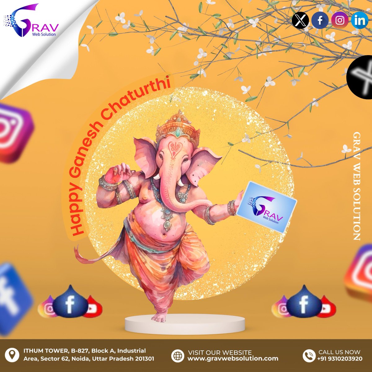 gravwebsolution's tweet photo. Team 𝐆𝐫𝐚𝐯 𝐖𝐞𝐛 𝐒𝐨𝐥𝐮𝐭𝐢𝐨𝐧 𝐏𝐯𝐭.𝐋𝐭𝐝 wishes everyone a joyous and prosperous Ganesh Chaturthi!

#ganpati #bappa #ganpatibappamorya #ganeshutsav #mangalmurtimorya #ganeshotsav #lordganesha #bappalover #festival #ganeshfestival #mumbai #gravwebsolutionpvtltd https://t.co/O9BXi4aV6n
