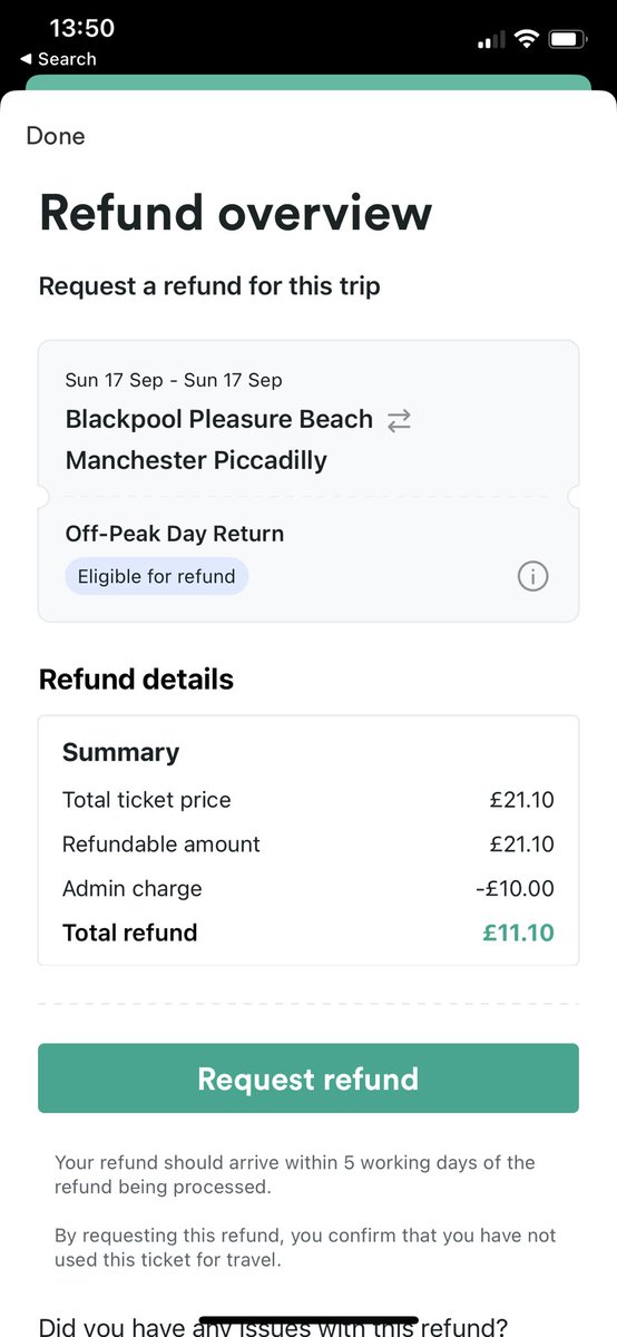 SignorinaDani's tweet photo. @thetrainline my train was cancelled. Please could you confirm why are you taking a £10 admin fee from the refund, when it was out of my control? https://t.co/vbb3LL5QEq