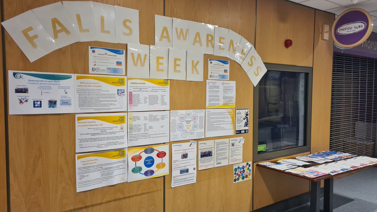 This week is Falls Awareness Week! We have information displayed to promote Patient Safety. Please come along to visit our displays in Bexley and Gledhow Wing. #WorldPatientSafetyDay2023 #Thinkfalls #ActionOnFalls