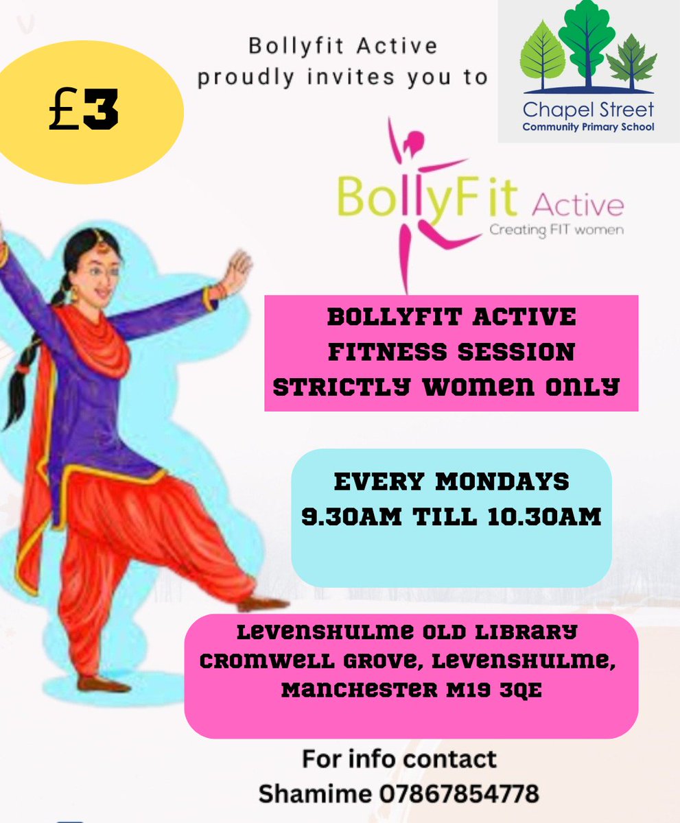 BollyFit's tweet photo. EXCITED EXCITED EXCITED to restart sessions for @CSCPschool 💃💃💃 @GortonLevensINT @MCC_Levenshulme https://t.co/6XtMoqYybn