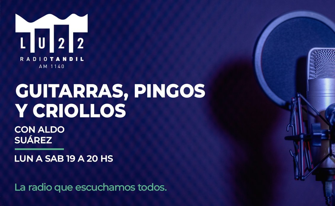 🎤 Llegó el momento de las historias, la música y las tradiciones. Hasta las 20, #GuitarrasPingosYCriollos con Aldo Suárez. Por <a href="/RadioTandil/">Radio Tandil</a>.

📻 AM 1140 🎙️ FM 97.1
🖥️ Nueva web: lu22.com.ar
📲 Descargá nuestra app: play.google.com/store/apps/det…