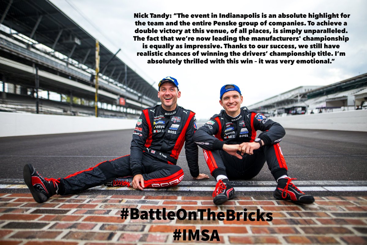 Brit & #PorschePenskeMotorsport racer @NickTandyR on yesterday’s victory at the Brickyard #IMSA #BattleOnTheBricks with @Mathjaminet #PorscheOnTrack

#PorscheMotorRacing🔴🟡🔵⚫️