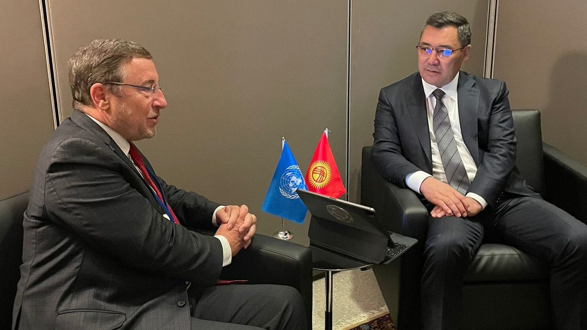 A pleasure to meet with the President of Kyrgyzstan, H.E. Mr. Sadyr Japarov.
 
Grateful for our strong partnership with @UNDP spanning over three decades.
 
We discussed @UNDP's support to #Kyrgyzstan's development priorities and pledge to bolster #ClimateAmbition #UNGA