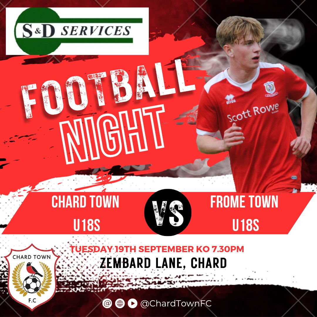 Tomorrow night our U18s are at home v Frome Town U18s KO 7.30PM £2 entry
S & D Services
@swsportsnews
@pulmansnews
@paulsconvey
@levellerlive
@LewisWiseman1
