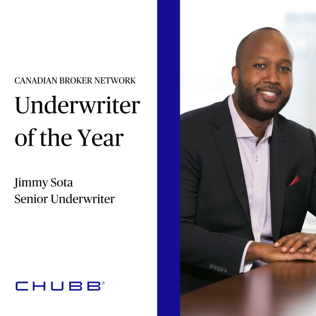 Congratulations to Chubb's own Jimmy Sota for being recognized as 2023 Personal Lines Underwriter of the Year by the Canadian Broker Network! bit.ly/45VRurI