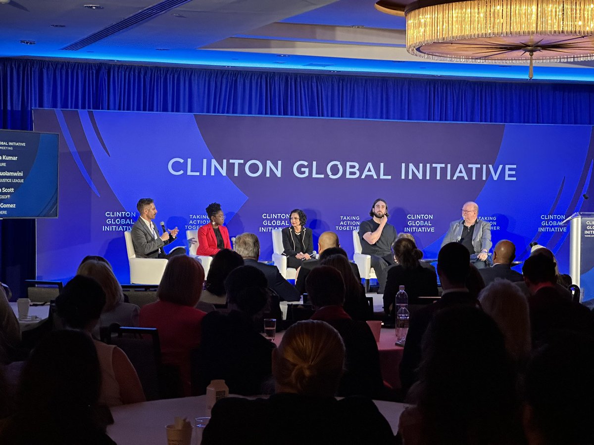 Awesome to see the poet and #ethicalAI leading voice Dr Joy Buolamwini here at #CGI2023 with <a href="/Microsoft/">Microsoft</a> and <a href="/cohere/">cohere</a> @cure