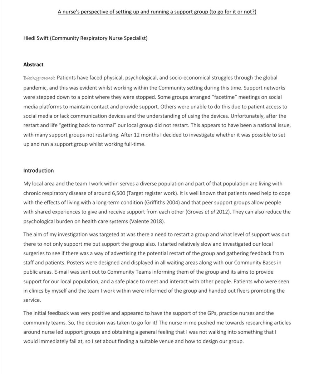 Hiedi Swift (@swift_hied56589) on Twitter photo I have written a short narrative about my journey setting up and running a support group for our patients. For full read - Notts healthcare staff search "community Respiratory Nurses" . Happy to forward if required. <a href="/Rockrespiratory/">Mansfield & Ashfield Community Respiratory Nurses</a> <a href="/NottsHealthcare/">Nottinghamshire Healthcare</a> I have written a short narrative about my journey setting up and running a support group for our patients. For full read - Notts healthcare staff search "community Respiratory Nurses" . Happy to forward if required. <a href="/Rockrespiratory/">Mansfield & Ashfield Community Respiratory Nurses</a> <a href="/NottsHealthcare/">Nottinghamshire Healthcare</a>