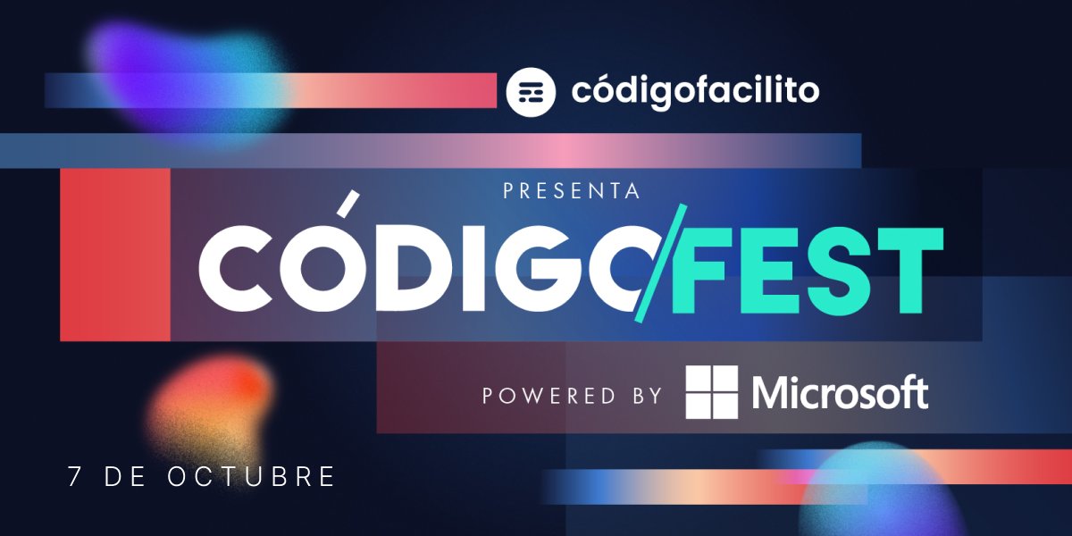 ES OFICIAL:

Ya te puedes registrar GRATIS al CÓDIGO FEST powered by Microsoft.

Este 7 de Octubre llega la conferencia en línea de Código Facilito creada por y para desarrolladores. 

Regístrate sin costo y participa para ganar un kit con merch oficial:
codigofacilito.com/codigofest