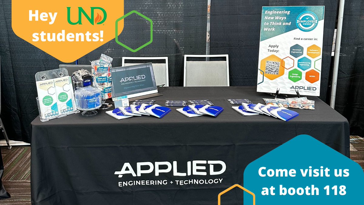 appliedjobs's tweet image. Calling all UND students! Come see us at your career fair today until 4pm at booth 118. We have friendly faces, PRIZES, and some great career opportunities!
#careers #engineering #student