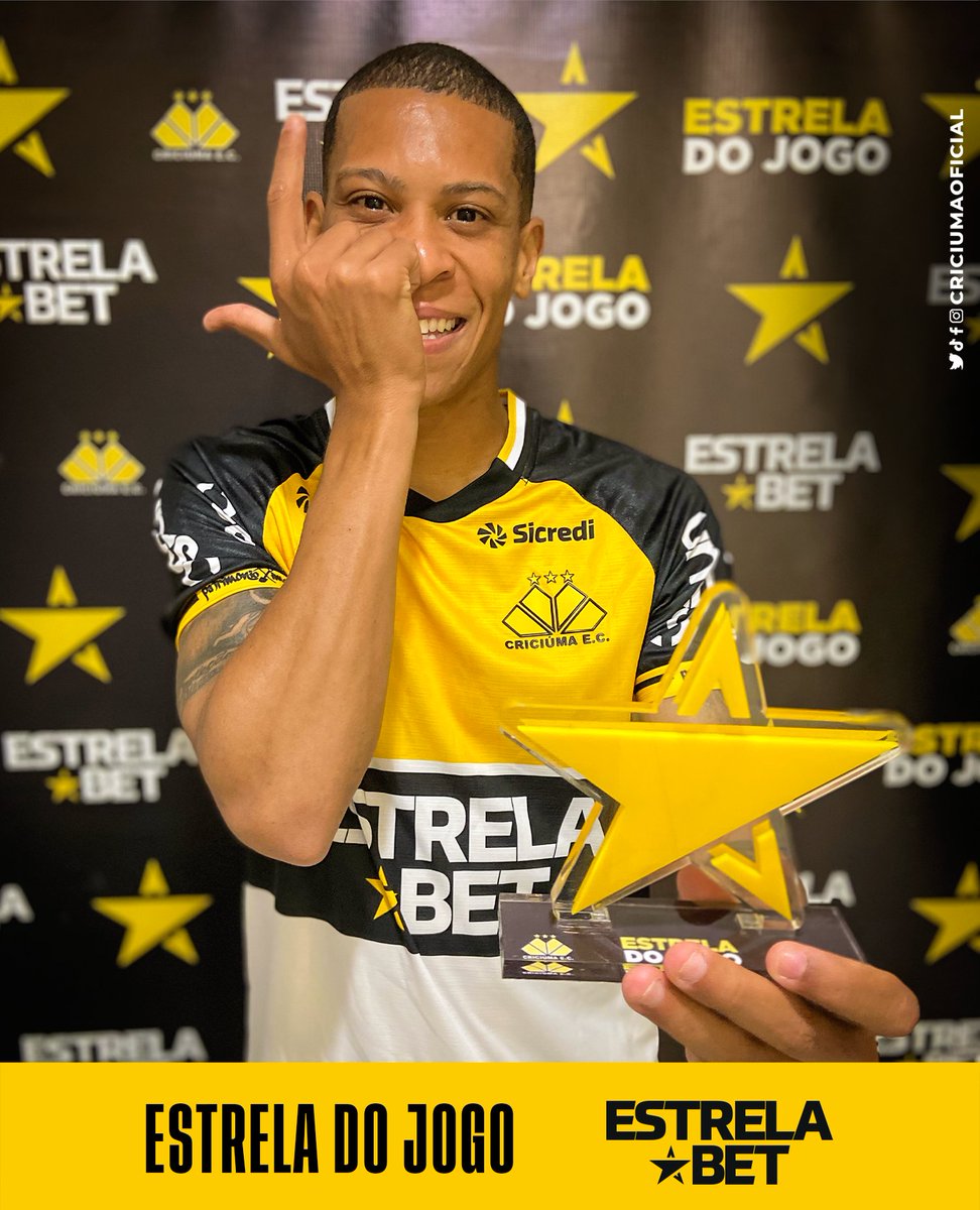 CriciumaEC's tweet photo. Hygor conquistou o troféu #EstreladoJogo com 67,8% diante da vitória contra o Mirassol. 👏🏻🐯

Tamo junto, @EstrelaBet! ⭐️
.
.
.
📸 Celso da Luz | Criciúma E.C. https://t.co/TRJ2lVh2CA