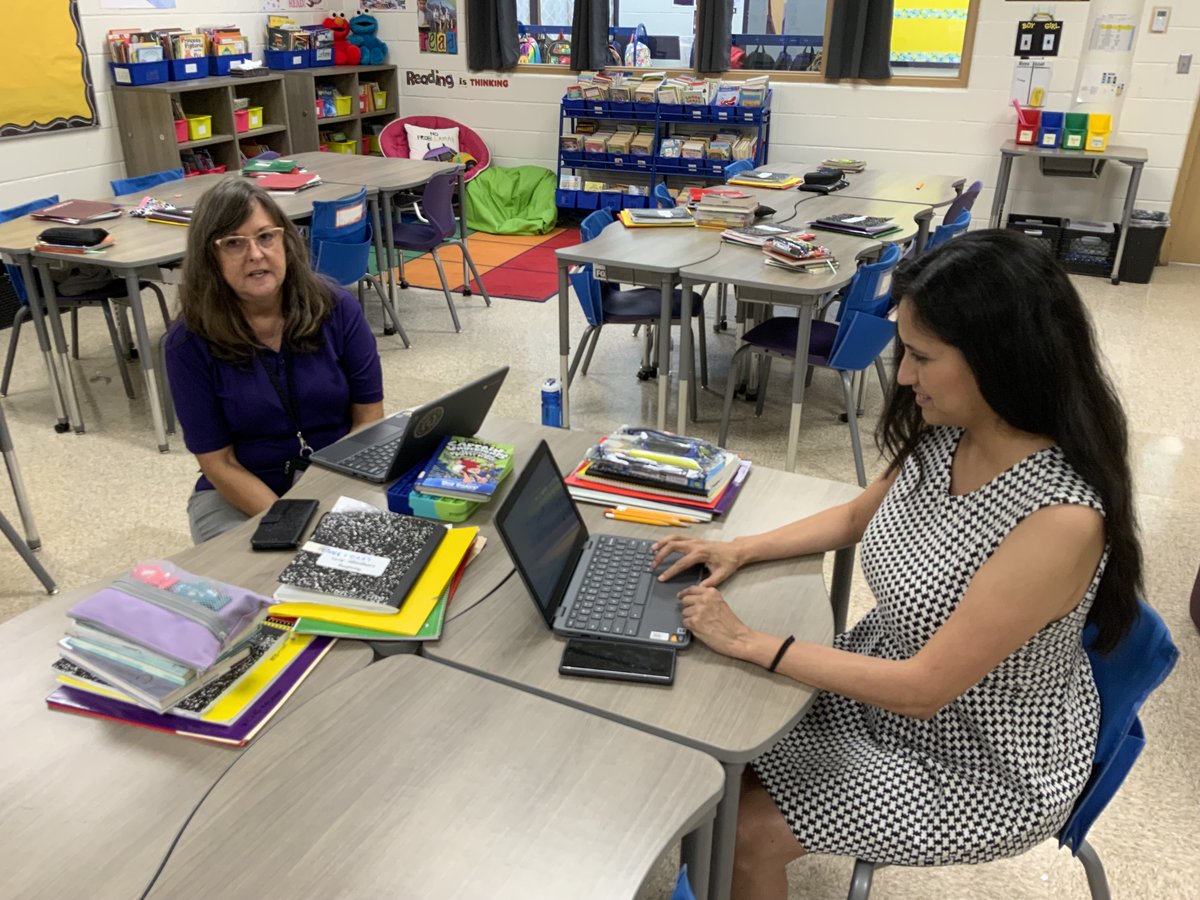 Perales 4th Grade teachers (Ms. Cabello and Ms. Ramirez) working with new student Chromebooks in the classroom. Students will be able to use ClassLink, search the internet, and take assessments as needed. <a href="/PeralesESchool/">Perales STEAM Elementary School</a> <a href="/EISDofSA/">Edgewood ISD</a> <a href="/eisd_it/">EISD Instructional Technology</a>