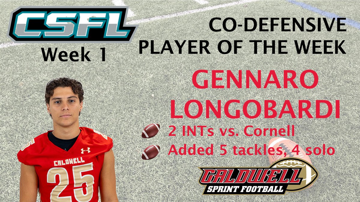 Caldwell Athletics (@caldwellcougars) on Twitter photo Longobardi Named CSFL Co-Defensive Player of the Week; Nabbed Two INTs in <a href="/CUsprint/">Caldwell Sprint Football</a> Season-Opening 16-14 win at Cornell; Turner Honorable Mention
caldwellathletics.com/news/2023/9/18… Longobardi Named CSFL Co-Defensive Player of the Week; Nabbed Two INTs in <a href="/CUsprint/">Caldwell Sprint Football</a> Season-Opening 16-14 win at Cornell; Turner Honorable Mention
caldwellathletics.com/news/2023/9/18…