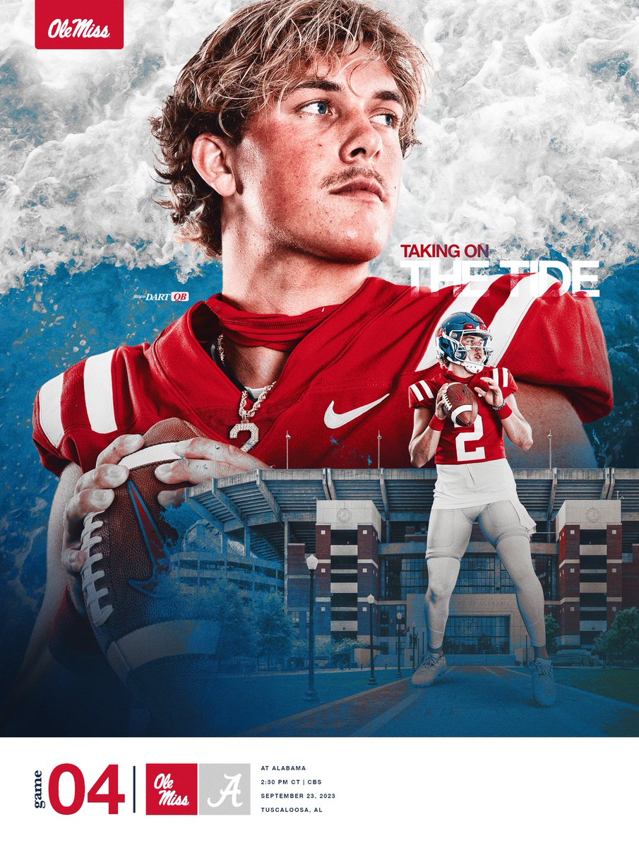 OleMissFB's tweet photo. Time for SEC Play 🍿

🆚 Alabama
🗓️ Sept. 23
🕝 2:30 PM
📺 @CBSSportsCFB 

#HottyToddy https://t.co/zJ1LUzePn5