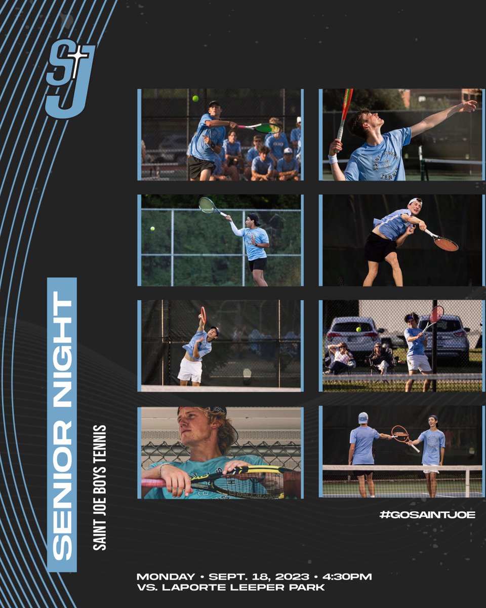 It’s Senior Night!

<a href="/StJoeBoysTennis/">SJ Boys Tennis</a> takes on LaPorte today at 4:30 PM at Leeper Park. Come on out and cheer on the seniors!

#GoSaintJoe