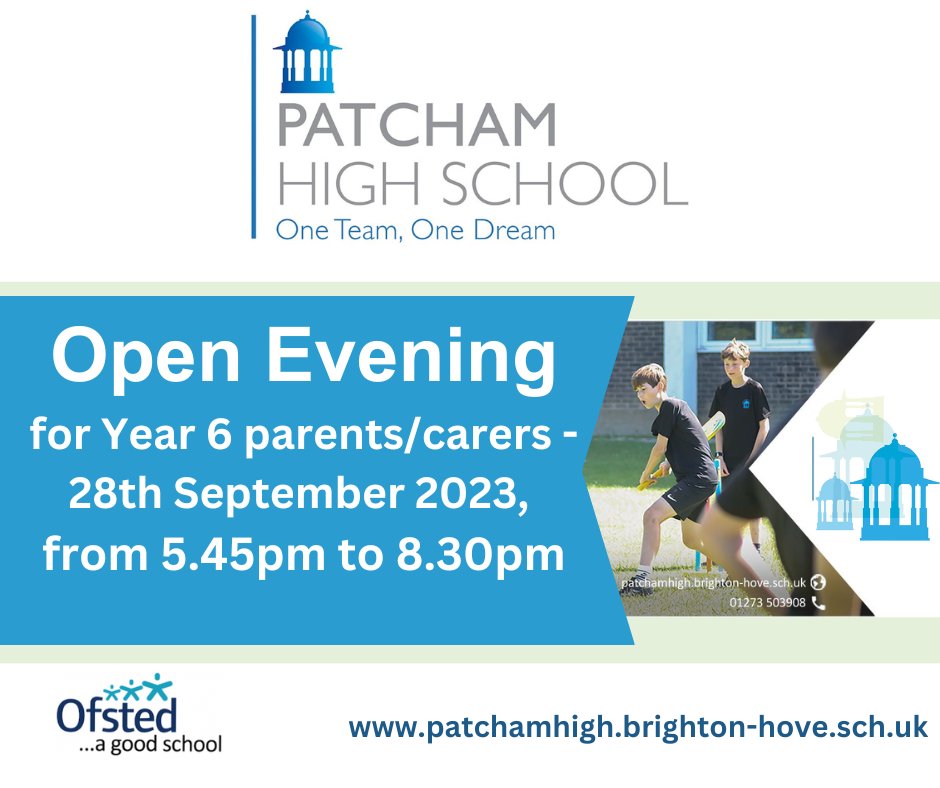We're pleased to announce our forthcoming open evening at Patcham High School on Thursday 28th September from 5.45pm to 8.30pm; for Year 6 parents who would like to come and visit our school. Spread the word...
#openevening #schoolopenevening #year6 #year6parents #year6carers
