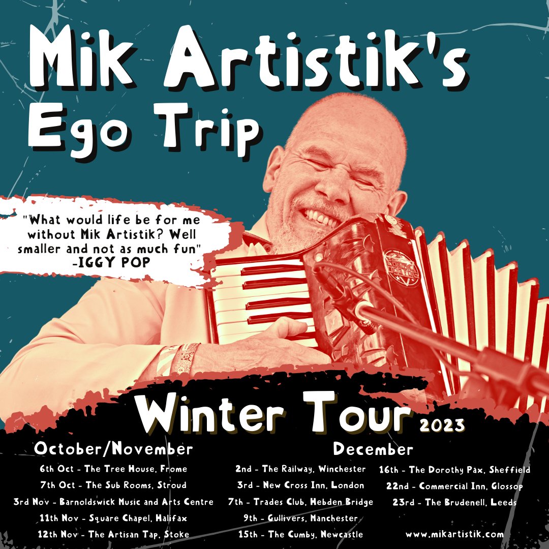 mikartistik's tweet image. This is what we're going to be up to in the next few months! We've got some smashing venues lined up

mikartistik.com/live 

#mikartistik #mickartistic #egotrip #wintertour #ukmusicscene #livemusicuk #livemusiclondon #leeds #sheffield #iggypop #radio6 #6music