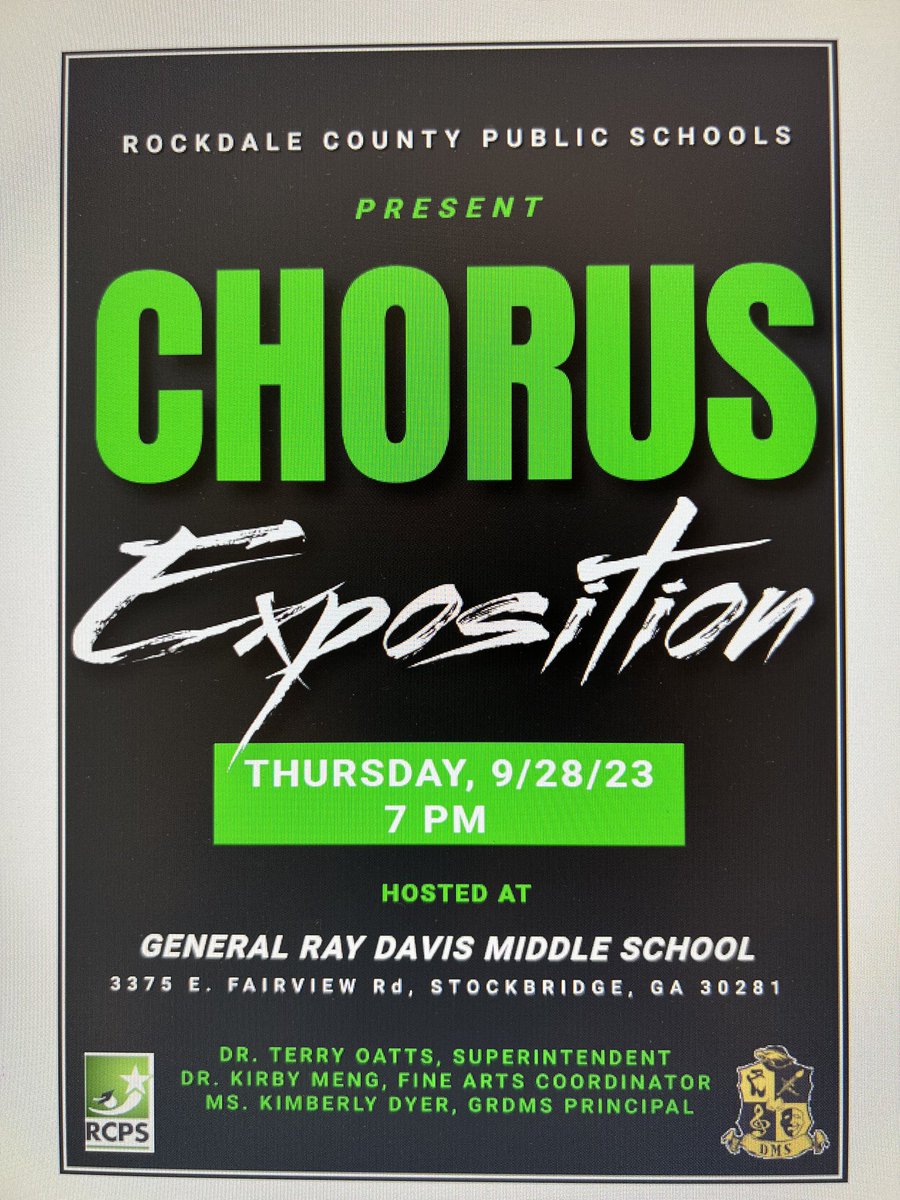 Kirby Meng (@kirbymeng) on Twitter photo Make plans now to join us for our county Chorus Exposition !! <a href="/ConyersMiddle/">Conyers Middle</a> <a href="/genraydavis/">Gen Ray Davis Middle</a> <a href="/PatriotsEMS/">GL Edwards MS</a> <a href="/MemorialMS/">Memorial Middle School</a> <a href="/HHS_Conyers/">Heritage HS-Conyers</a> <a href="/RCHSBulldogs/">Rockdale Bulldogs</a> @SalemHS_Conyers Make plans now to join us for our county Chorus Exposition !! <a href="/ConyersMiddle/">Conyers Middle</a> <a href="/genraydavis/">Gen Ray Davis Middle</a> <a href="/PatriotsEMS/">GL Edwards MS</a> <a href="/MemorialMS/">Memorial Middle School</a> <a href="/HHS_Conyers/">Heritage HS-Conyers</a> <a href="/RCHSBulldogs/">Rockdale Bulldogs</a> @SalemHS_Conyers