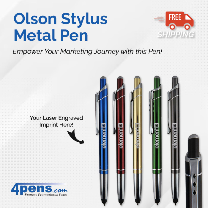 Elevate your writing with the Olson Stylus Metal Pen! With diamond accents and slim barrels, this isn't just a pen – it's a lifestyle.
🌐 Shop now: 4pens.com/olsen.html
 #OlsonStylus #DiamondAccents #FreeShipping