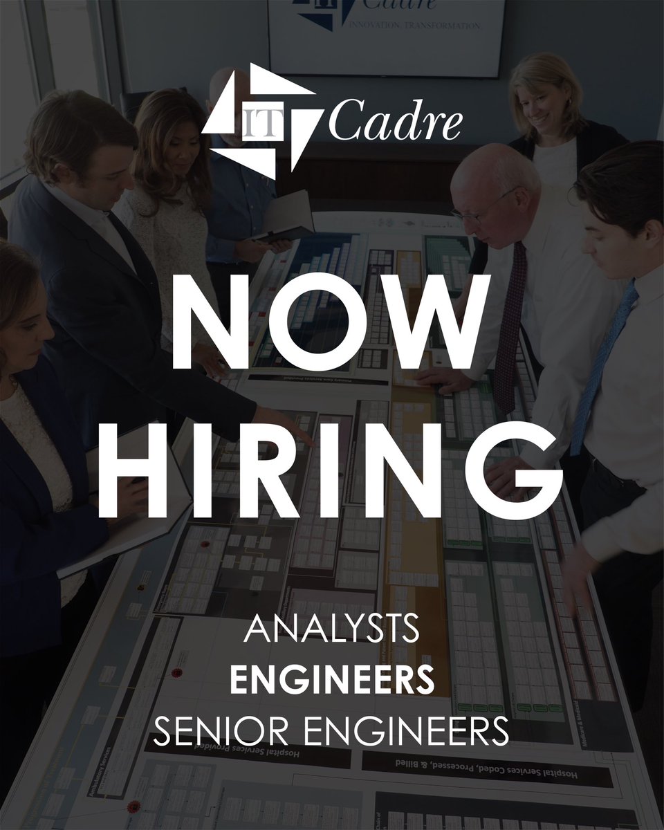IT Cadre is hiring for multiple positions. We are looking for local problem solvers to join the team! Apply on our LinkedIn here: zurl.co/XeJD Find more information about starting a career with us: zurl.co/adRE #CadreCulture #NowHiring #WorkInLoudoun