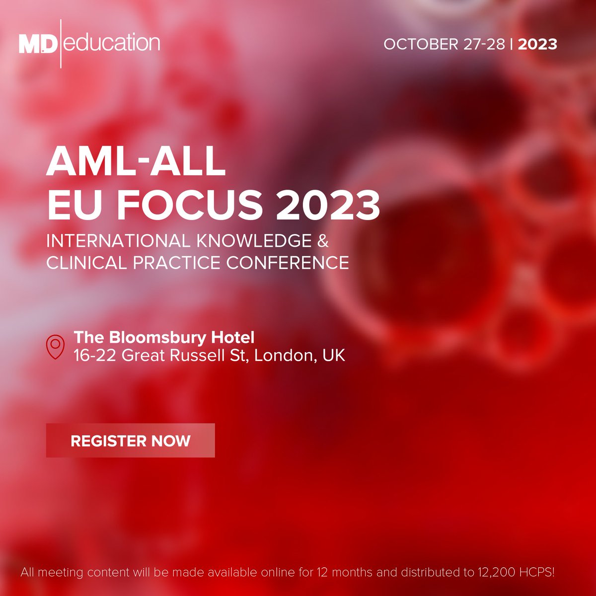 📅 Mark your calendars! AML-ALL EU Focus 2023 is happening at The Bloomsbury Hotel, London, 27-28 Oct! Dive deep into global AML & ALL research, network with experts, & join vibrant discussions. 

🌍✨ 🔗 Register today: aml-alleu2023.md-education.com

#AMLALLEUFocus2023 #MedicalEvent…